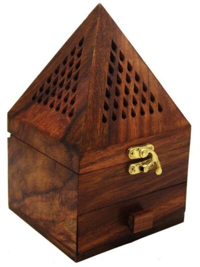 Wooden Cottage Shape Incense Sticks Holder And Bakhoor Burner Box Ash oud burner frankincense burner